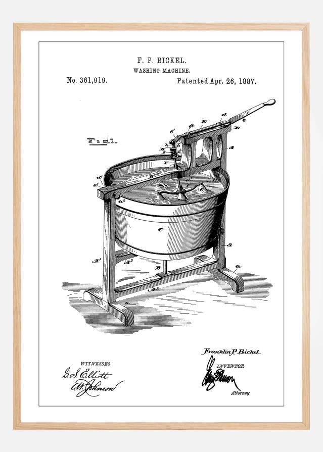 Patent Print - Washing Machine - White Įrašai