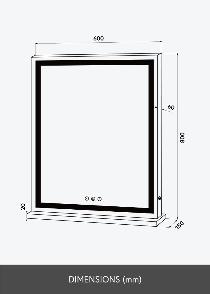 KAILA Kosmetinis veidrodis Base Vertical LED Baltas 80x60 cm