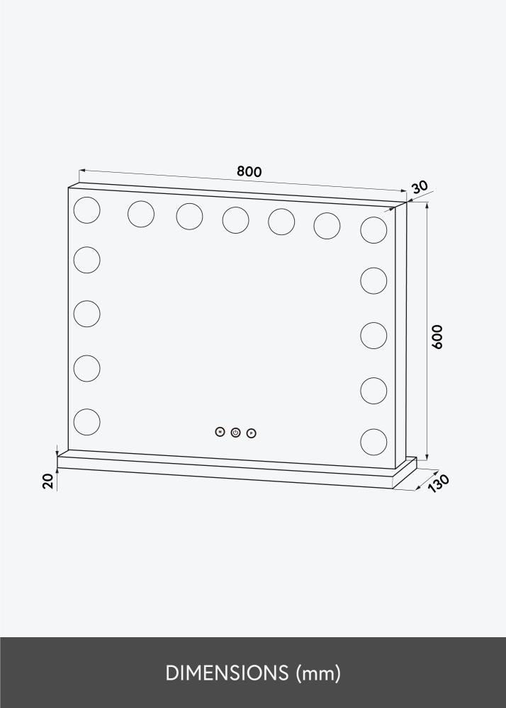 KAILA Kosmetinis veidrodis Vanity LED 15 Baltas 80x60 cm