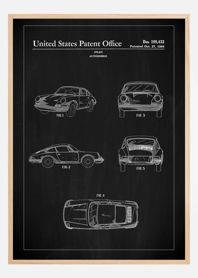 Patent Print - Porsche 911 Carrera - Black Įrašai