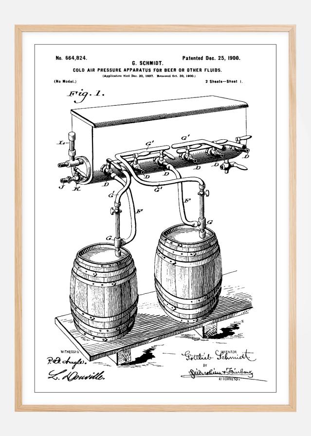 Patent Print - Beer Kegs - White Įrašai