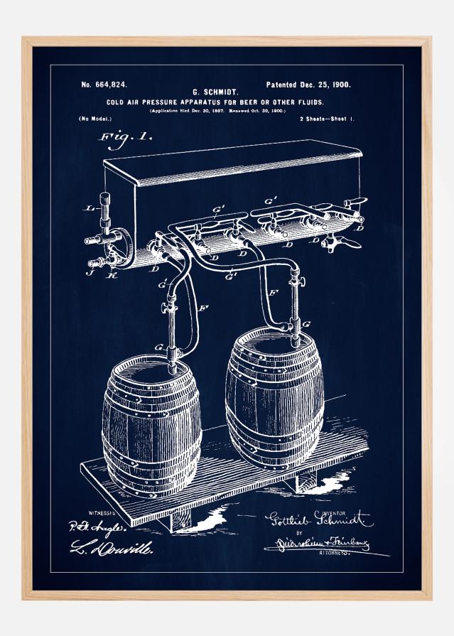 Patent Print - Beer Kegs - Blue Įrašai