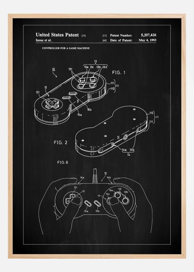 Patent Print - Game Controller I - Black Įrašai