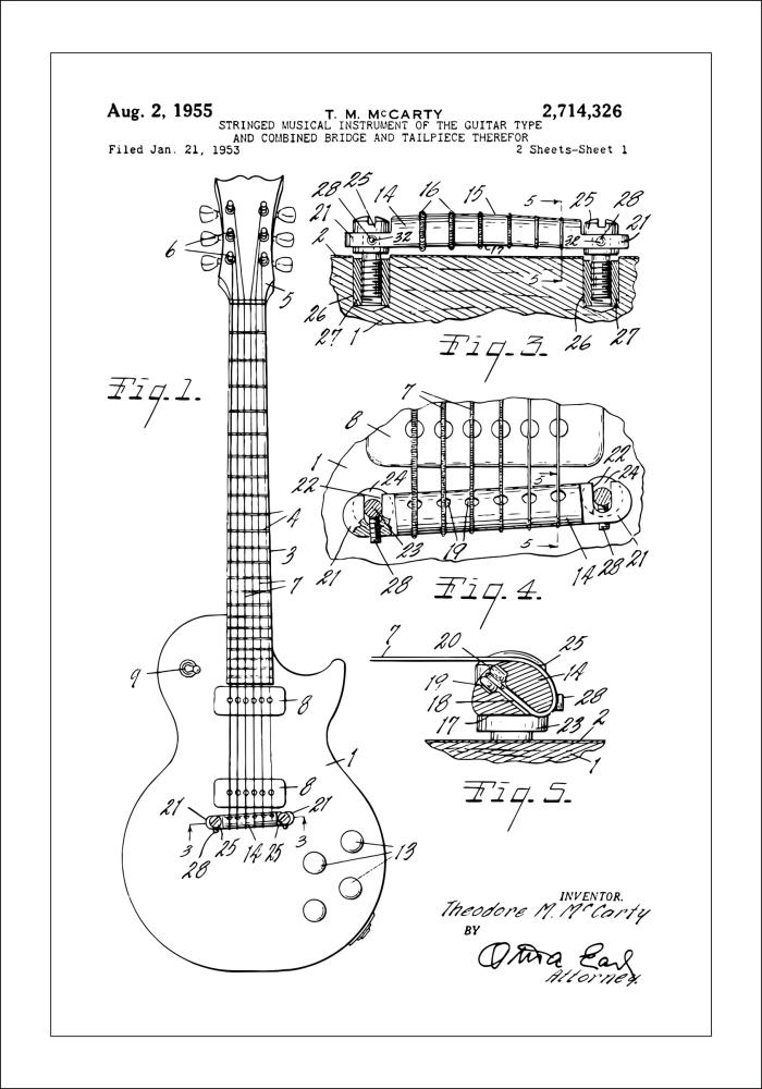 Patentinis brėžinys - Elektrinė gitara viduje Įrašai