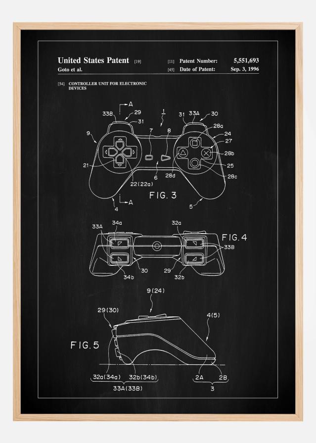 Patent Print - Game Controller II - Black Įrašai