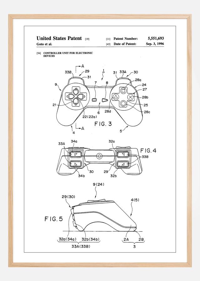 Patent Print - Game Controller II - White Įrašai