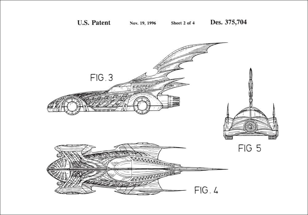 Patentinis brėžinys - Batman - Batmobile 1996 II Įrašai