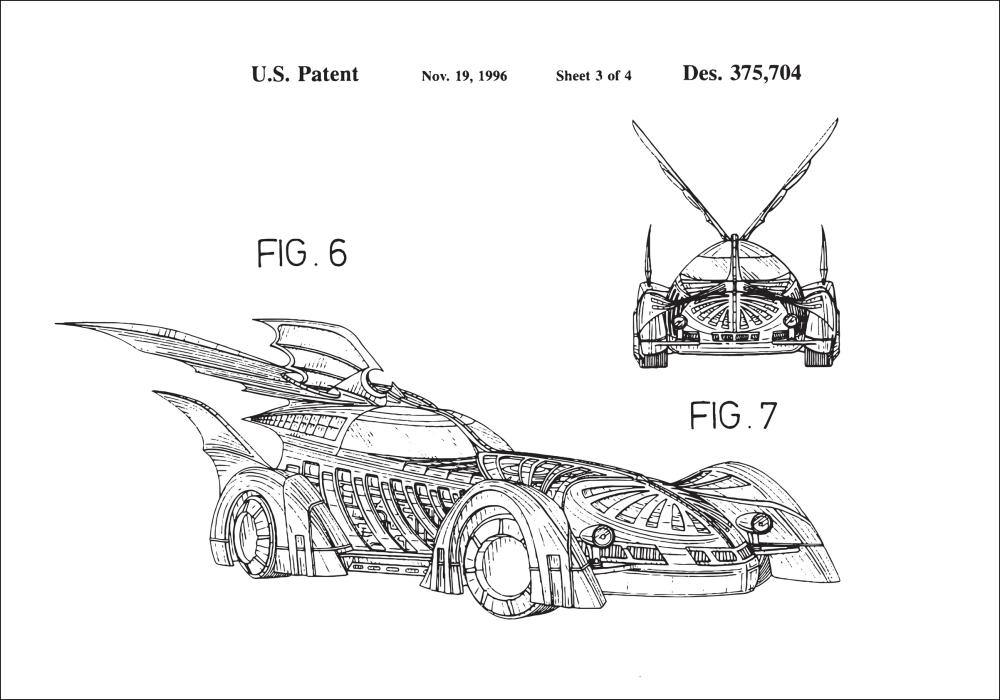 Patentinis brėžinys - Batman - Batmobile 1996 III Įrašai