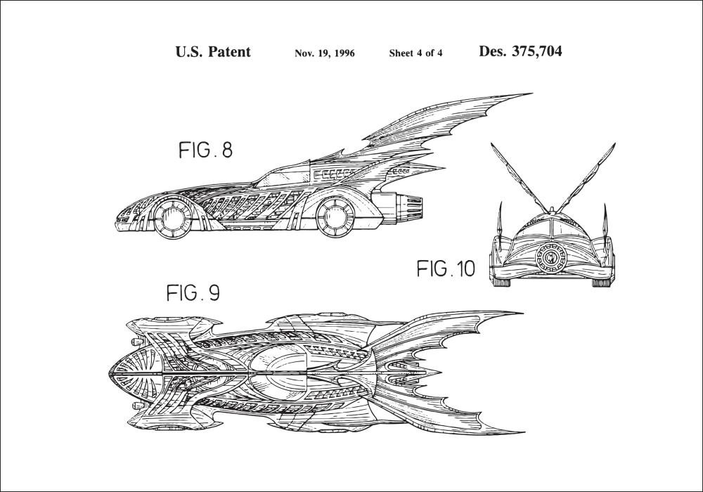 Patentinis brėžinys - Batman - Batmobile 1996 IIII Įrašai