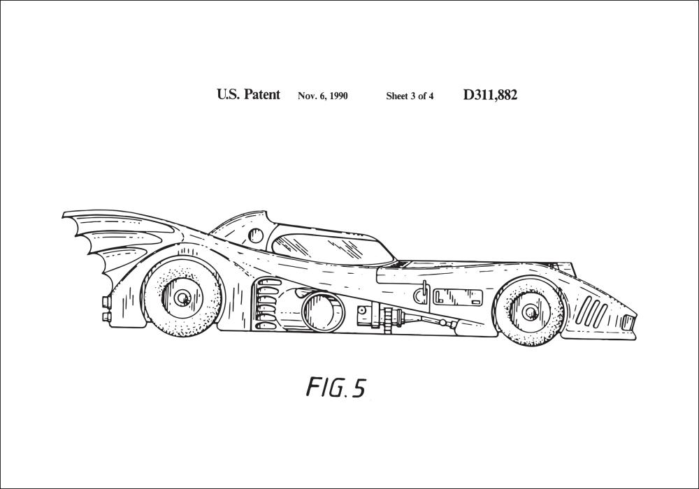 Patentinis brėžinys - Batman - Batmobile 1990 III Įrašai